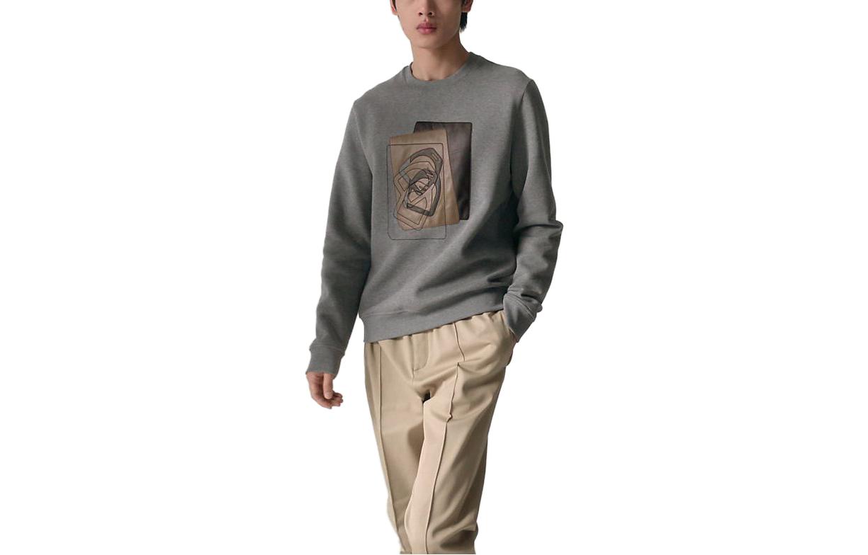 HERMES FW23  Grey Colorblock Graphic Crewneck Pullover Sweatshirt. H367810HA76