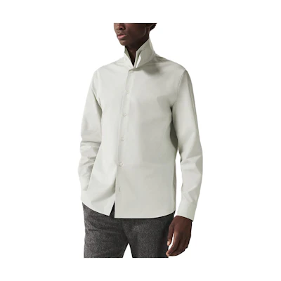 HERMES FW23 Light Green Solid Color Long Sleeve Shirt. H366300H24N