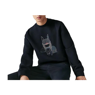 HERMES FW23 Navy Blue Sweatshirt with Animal Graphic and Digital Print. H367820HA01