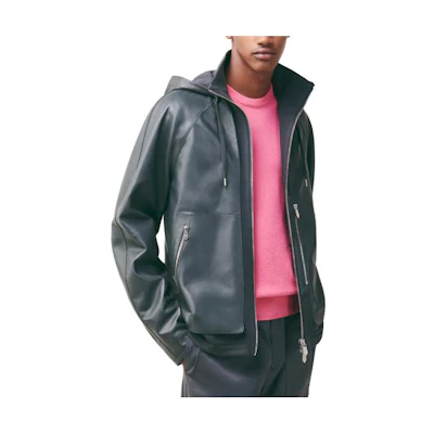 HERMES FW23 Solid Color Black Hooded Long-Sleeve Jacket. H353020HA4G