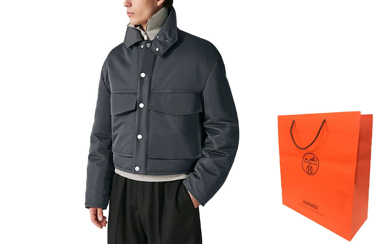 HERMES FW23  Solid Quilted Straight Jacket in Charcoal Black. H362420HE83 圖 4