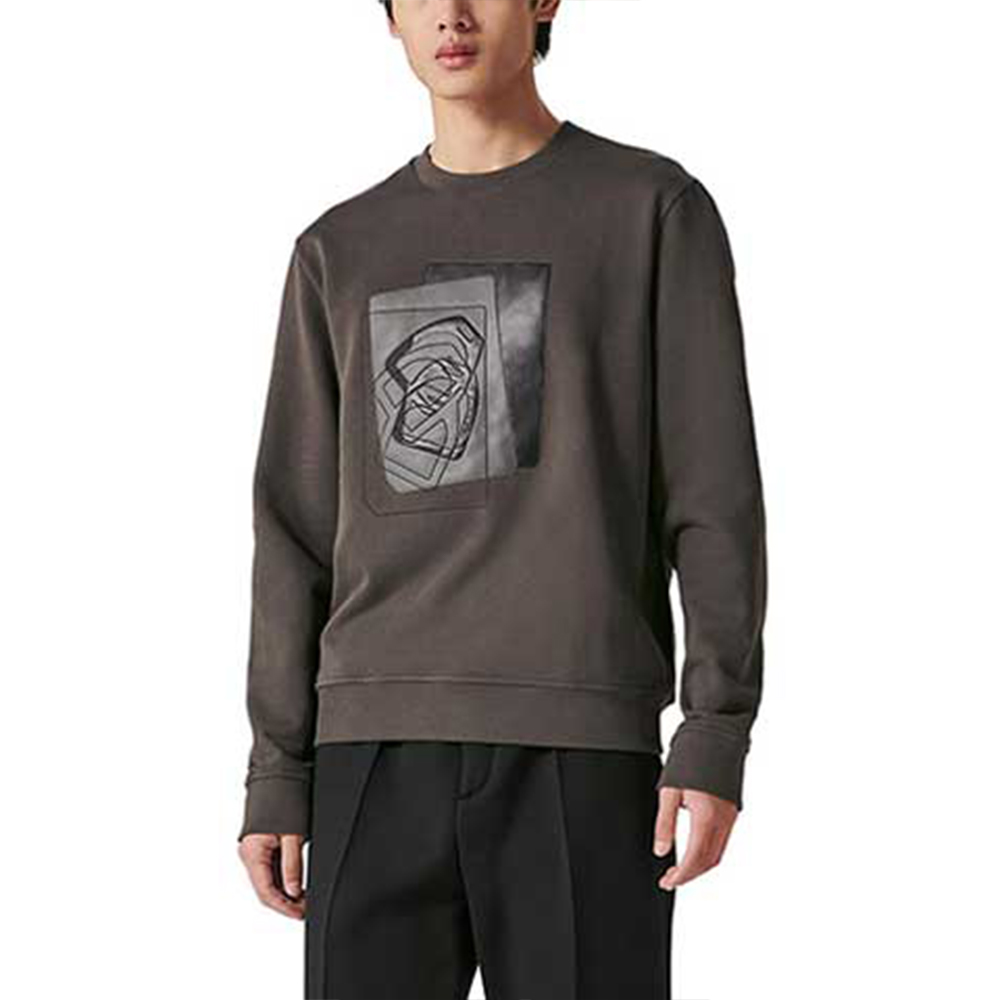 Hermes FW23 Applique Casual Long-Sleeve Crewneck Sweatshirt Coffee Brown H367810HA4T