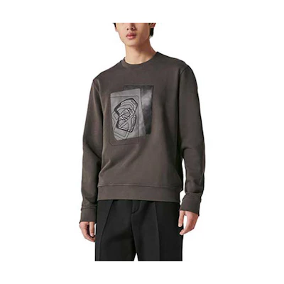 Hermes FW23 Applique Casual Long-Sleeve Crewneck Sweatshirt Coffee Brown H367810HA4T