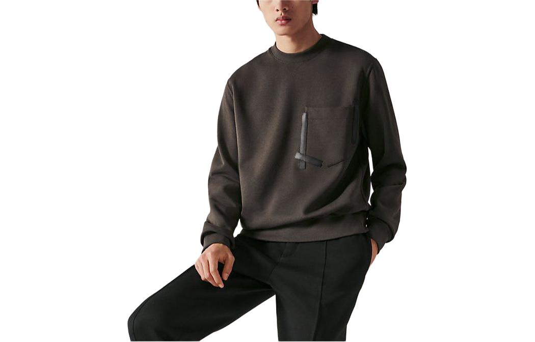 Hermes FW23 Brown Crewneck Sweatshirt with Leather Details H367840HA4T