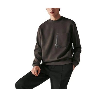 Hermes FW23 Brown Crewneck Sweatshirt with Leather Details H367840HA4T