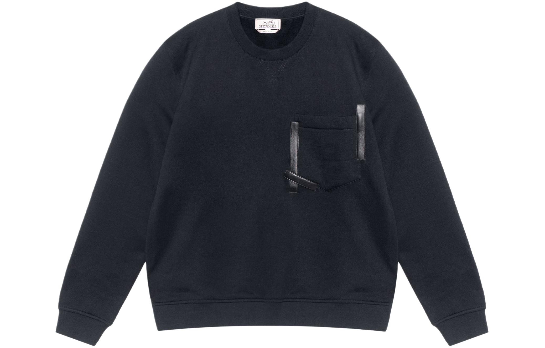 Hermes FW23 Colorblock Pattern Long-Sleeve Sweatshirt Navy Blue - H367840HA01