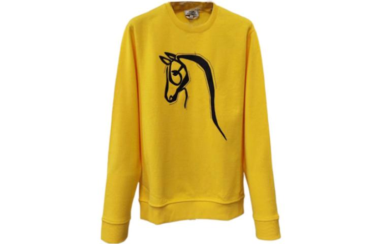 Hermes FW23 Lemon Yellow Shearling Patchwork Sweatshirt H167540HA0T