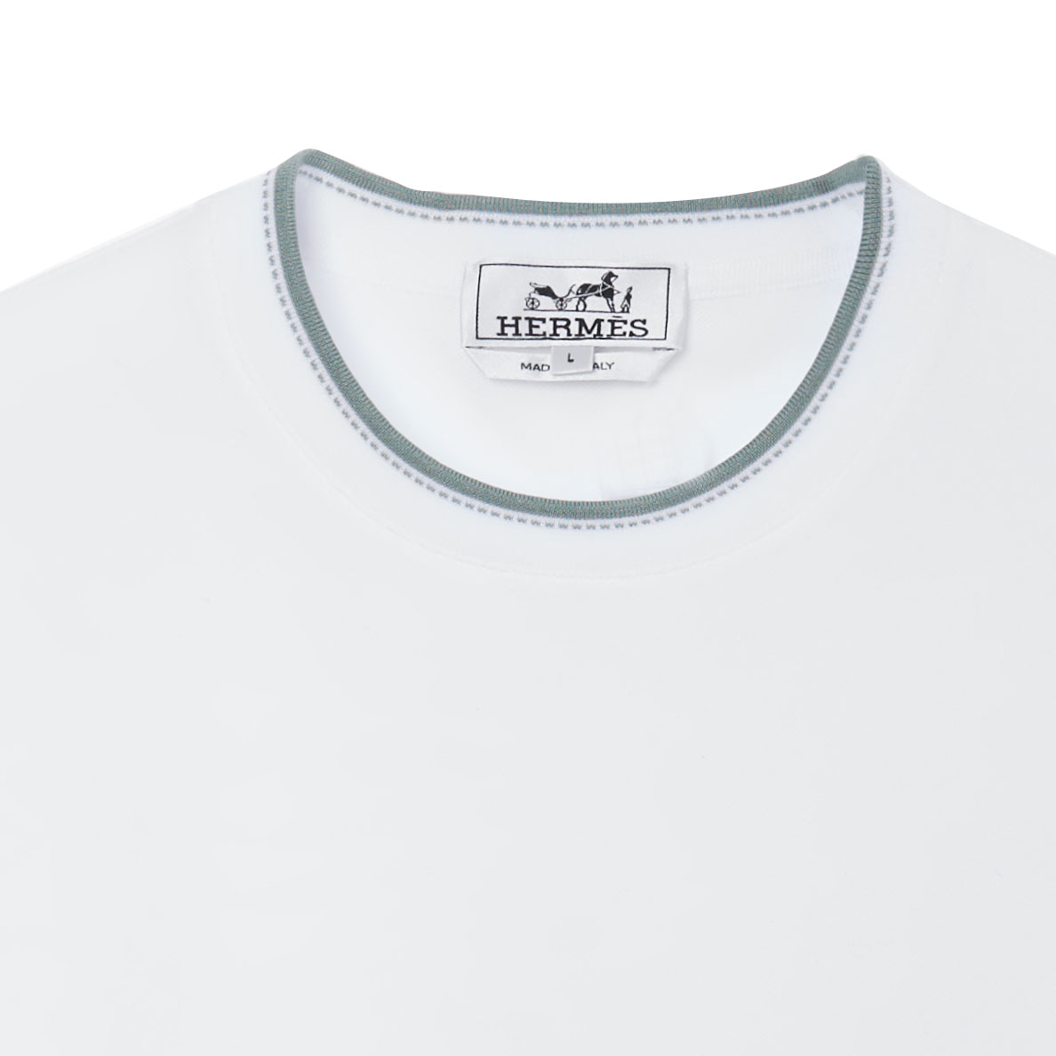 Details for 愛馬仕 FW23 男士白色圓領簡約休閒短袖T恤。 H367990HA90