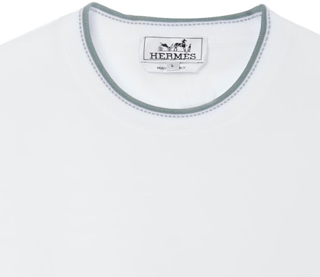 HERMES FW23 Mens White Crewneck Solid Casual Short Sleeve T-Shirt. H367990HA90 Details for HERMES FW23 Mens White Crewneck Solid Casual Short Sleeve T-Shirt. H367990HA90