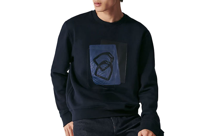 HERMES FW23 Patterned Print Crewneck Pullover Sweatshirt Blue - . H367810HA01