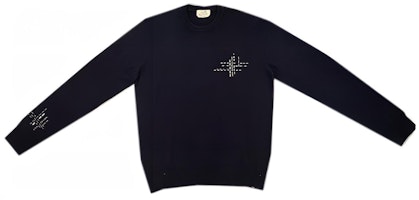 HERMES FW23 Patterned Print Navy Blue Crewneck Pullover Sweater. H367240HA01 HERMES FW23 Patterned Print Navy Blue Crewneck Pullover Sweater. H367240HA01