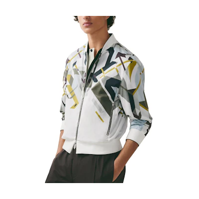 Hermes FW23 Reversible Printed Colorblock Jacket Bronze Tone H352900HLYL