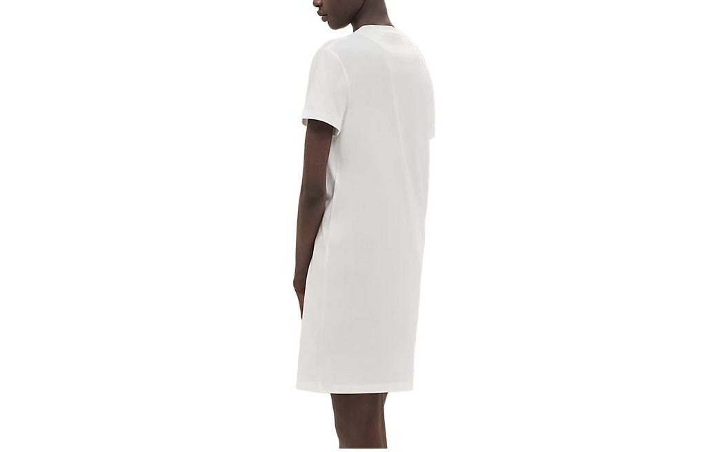Lookbook HERMES FW23 Solid Color Embroidered Straight Short-Sleeve Dress White H3H4508DL90