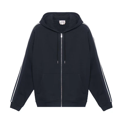 HERMES FW23 Striped Print Black Hoodie Long Sleeve Sweatshirt H367770HA02