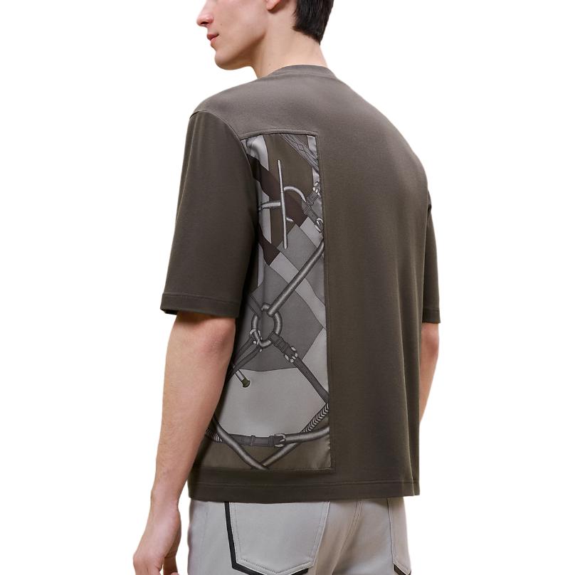 HERMES FW24  Brown Knit Short-Sleeve Crewneck with Pattern Print. H467920HA0I 圖 3