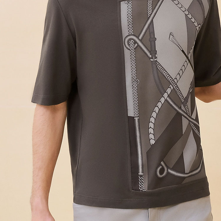 HERMES FW24  Brown Knit Short-Sleeve Crewneck with Pattern Print. H467920HA0I 圖 6