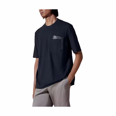 HERMES FW24 Navy Blue Patchwork Pocket Short Sleeve Casual T-Shirt H457960HA01