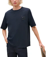 HERMES FW24 Solid Navy Blue Crewneck Casual T-Shirt. H467940HA01 HERMES FW24 Solid Navy Blue Crewneck Casual T-Shirt. H467940HA01