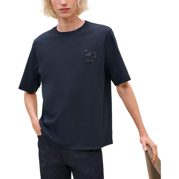 HERMES FW24  Solid Navy Blue Crewneck Casual T-Shirt. H467940HA01 圖 2