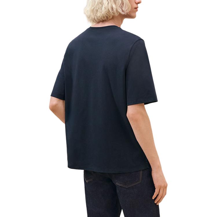 HERMES FW24  Solid Navy Blue Crewneck Casual T-Shirt. H467940HA01 圖 3