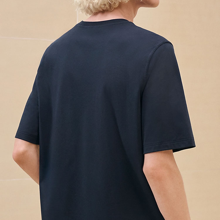 HERMES FW24  Solid Navy Blue Crewneck Casual T-Shirt. H467940HA01 圖 7
