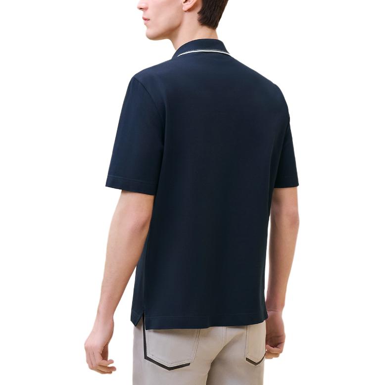 Lookbook HERMES FW24 Polo Lengan Pendek Garis Kontras Navy Blue. H467995HA01