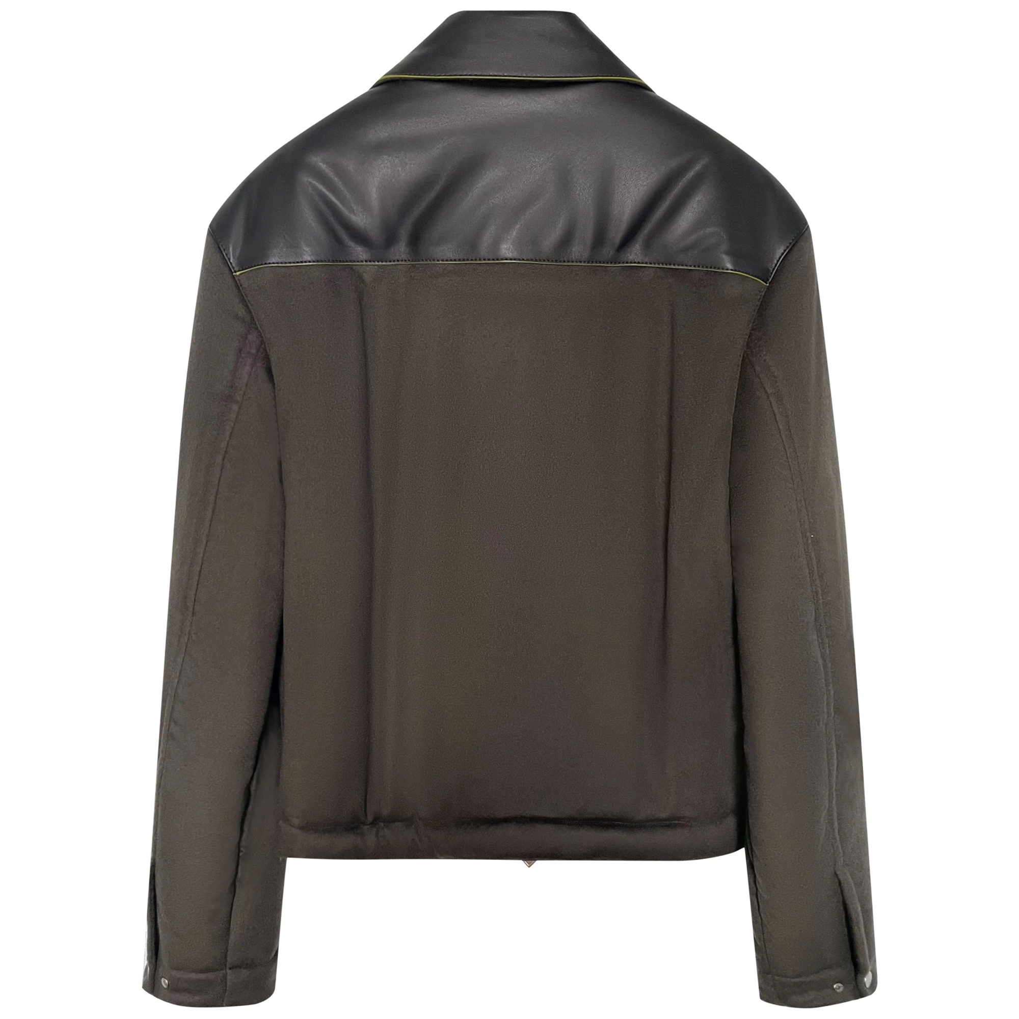 Lookbook HERMES FW24 Black Leather Zip-Up Jacket with Collar and Long Sleeves for Men. H462000HA11