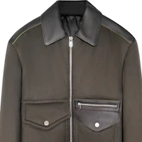 Shop HERMES FW24 Chaqueta Negra de Piel con Cremallera, Cuello y Mangas Largas para Hombre. H462000HA11