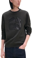 HERMES FW24 Black Sheepskin Patch Crewneck Long Sleeve Sweatshirt Men H467810HA11 HERMES FW24 Black Sheepskin Patch Crewneck Long Sleeve Sweatshirt Men H467810HA11