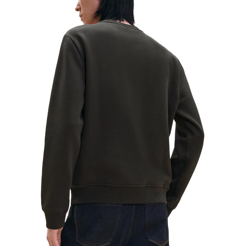 Lookbook HERMES Sweatshirt Lelaki Hitam Sheepskin Patch Lengan Panjang Crewneck H467810HA11