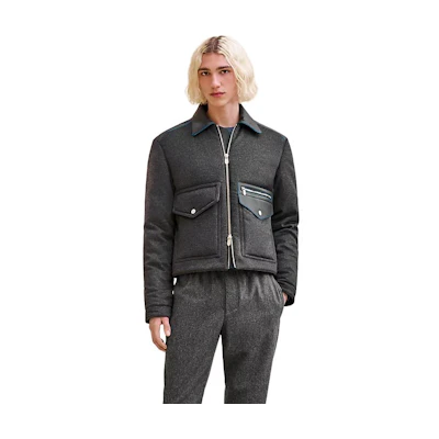 Hermes FW24 Gray Zipper Jacket - Round Neck Solid Color Design H462000HA83