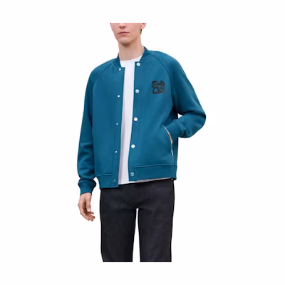 Hermes FW24 Leather Patch Single-Breasted Jacket Men’s Blue H467830HA653