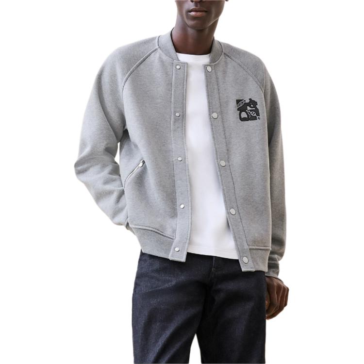 Hermes FW24 Logo Patch Single-Breasted Long-Sleeve Jacket Gray H467830HA76