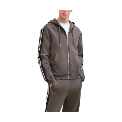 HERMES FW24 Solid Color Hooded Long Sleeve Sweatshirt in Basalt Grey H467780HA0ILA