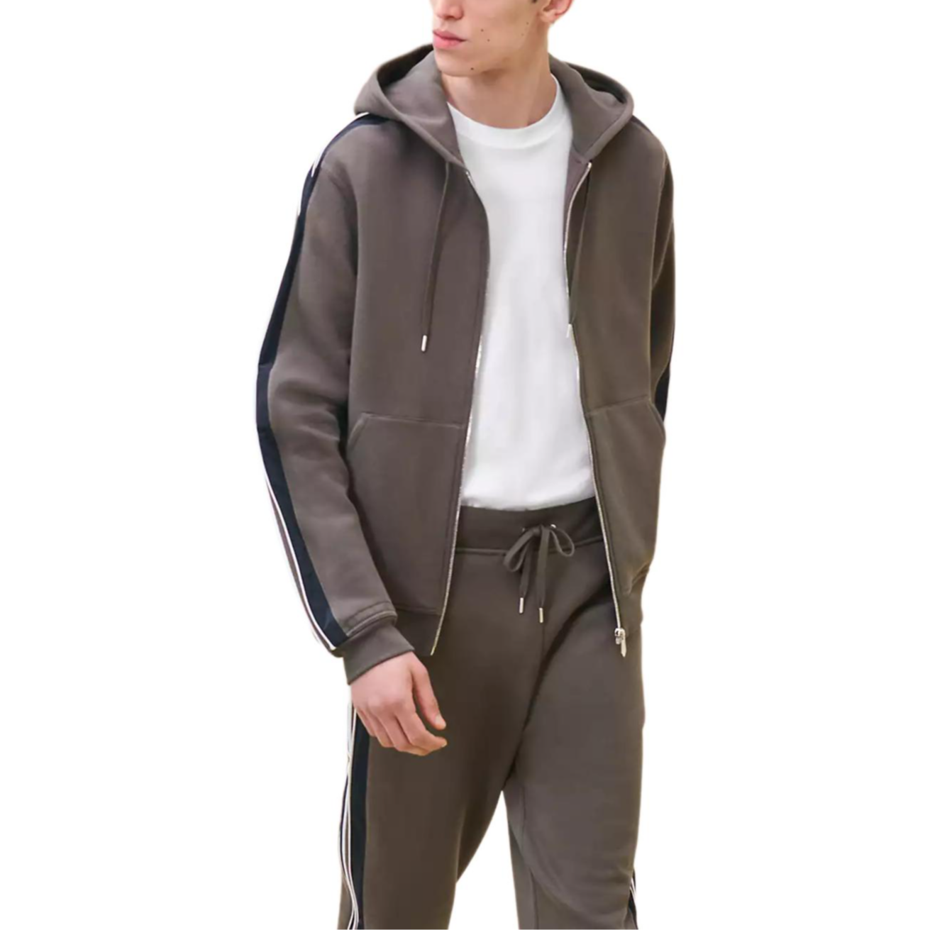 Lookbook HERMES FW24 Solid Color Hooded Long Sleeve Sweatshirt in Basalt Grey H467780HA0ILA