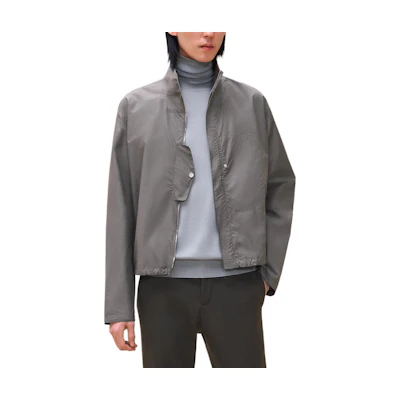 Hermes FW24 Solid Color Stand Collar Jacket in Peat Color H466130H52I