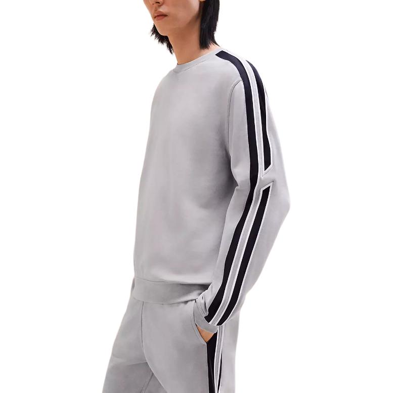 Hermes FW24 Striped Print Grey Crewneck Long Sleeve Sweatshirt - Casual H467770HA79