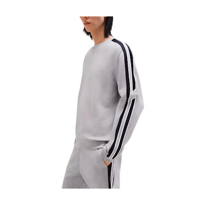 Hermes FW24 Striped Print Grey Crewneck Long Sleeve Sweatshirt - Casual H467770HA79
