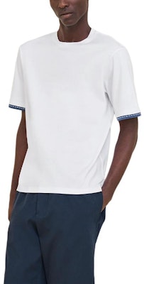 HERMES FW24 Crewneck T-Shirt Putih dengan Trim Berjalur Pendek. H467950HA90 Order HERMES FW24 Crewneck T-Shirt Putih dengan Trim Berjalur Pendek. H467950HA90