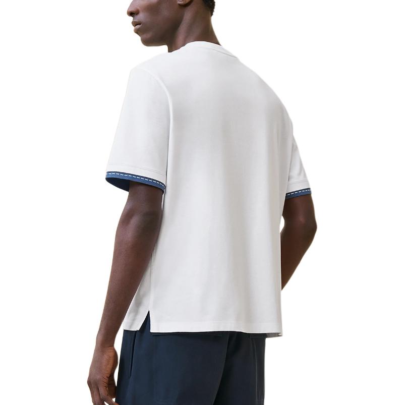 Lookbook HERMES FW24 Crewneck T-Shirt Putih dengan Trim Berjalur Pendek. H467950HA90