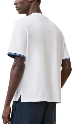 HERMES FW24 Crewneck T-Shirt Putih dengan Trim Berjalur Pendek. H467950HA90 Lookbook HERMES FW24 Crewneck T-Shirt Putih dengan Trim Berjalur Pendek. H467950HA90