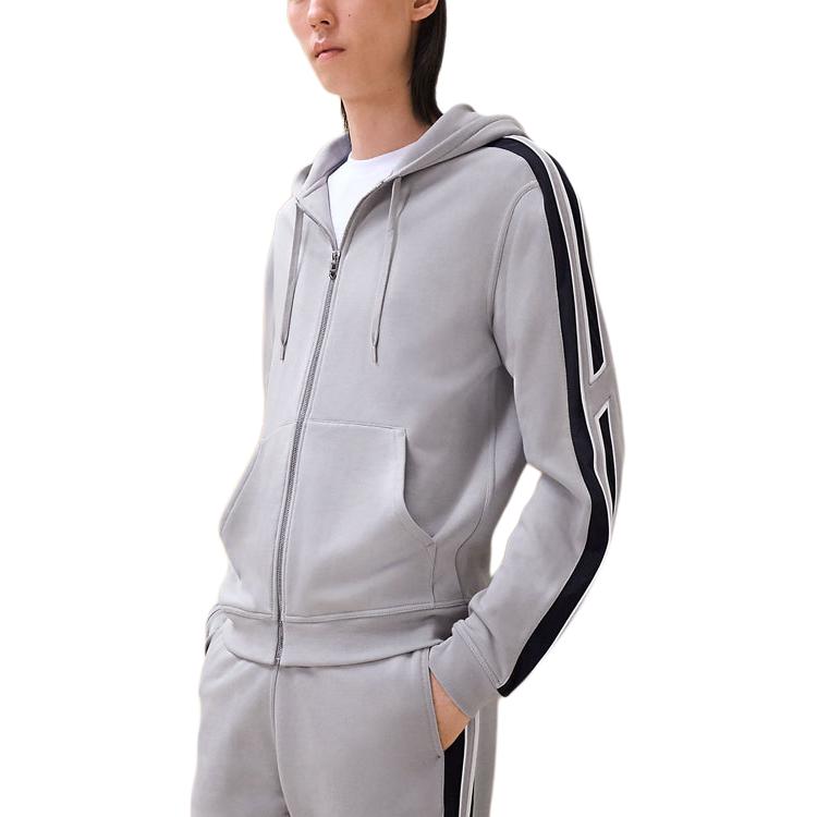 Order HERMES FW24 Jaket Zip-Up Berjalur Lengan Panjang Flint Grey H467780HA79