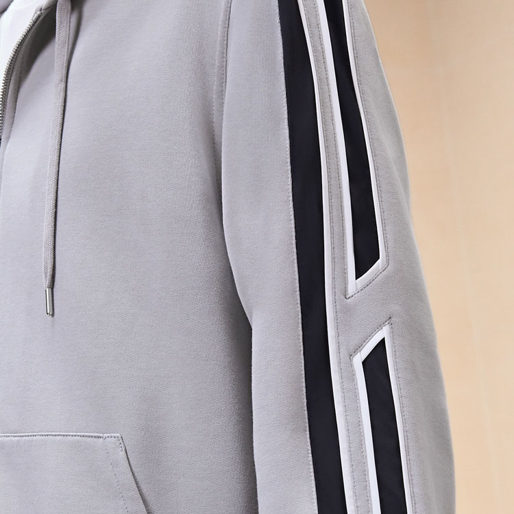 Cheap HERMES FW24 Jaket Zip-Up Berjalur Lengan Panjang Flint Grey H467780HA79