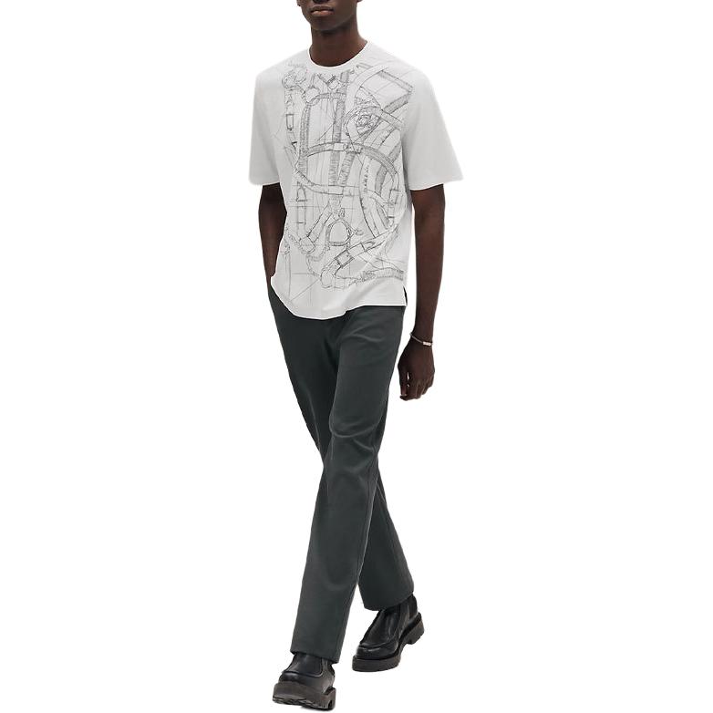 HERMES FW25  Cotton Embroidered Round Neck Short Sleeve T-Shirt H567805HA90