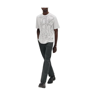 HERMES FW25 Cotton Embroidered Round Neck Short Sleeve T-Shirt H567805HA90