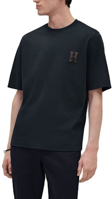HERMES FW25 Cotton T-Shirt with Leather Detail Short Sleeve H567810HZ01 Buy HERMES FW25 Cotton T-Shirt with Leather Detail Short Sleeve H567810HZ01