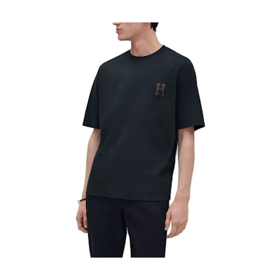 HERMES FW25 Cotton T-Shirt with Leather Detail Short Sleeve H567810HZ01