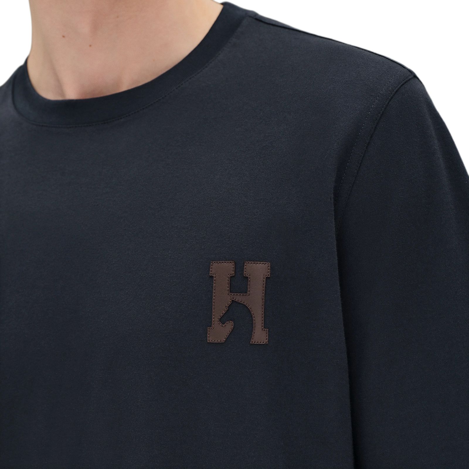 Purchase HERMES FW25  Cotton T-Shirt with Leather Detail Short Sleeve H567810HZ01