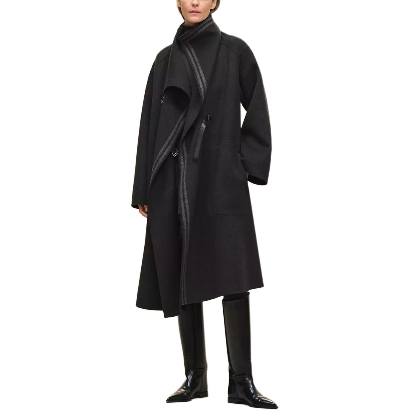 HERMES FW25 Unisex Reversible Blanket Coat with Stand Collar and Side Pockets. H5H0118DAFV