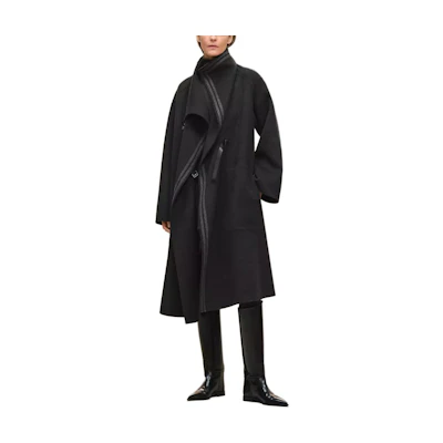 HERMES FW25 Unisex Reversible Blanket Coat with Stand Collar and Side Pockets. H5H0118DAFV